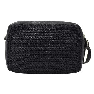 Saint Laurent Camera Black Tassel Shoulder Fringe Raffia Crossbody Bag Lou